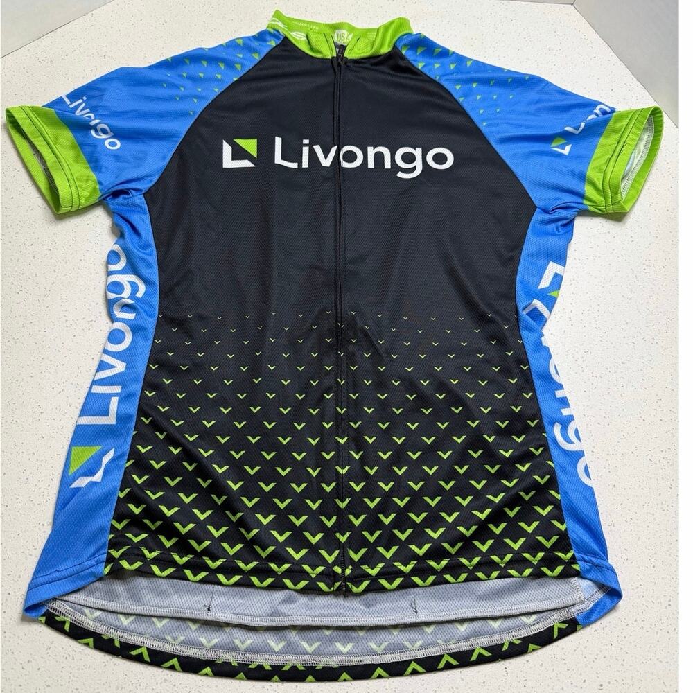 Voler Women's Bicycle Shirt Size Large Livongo Blue Green Black